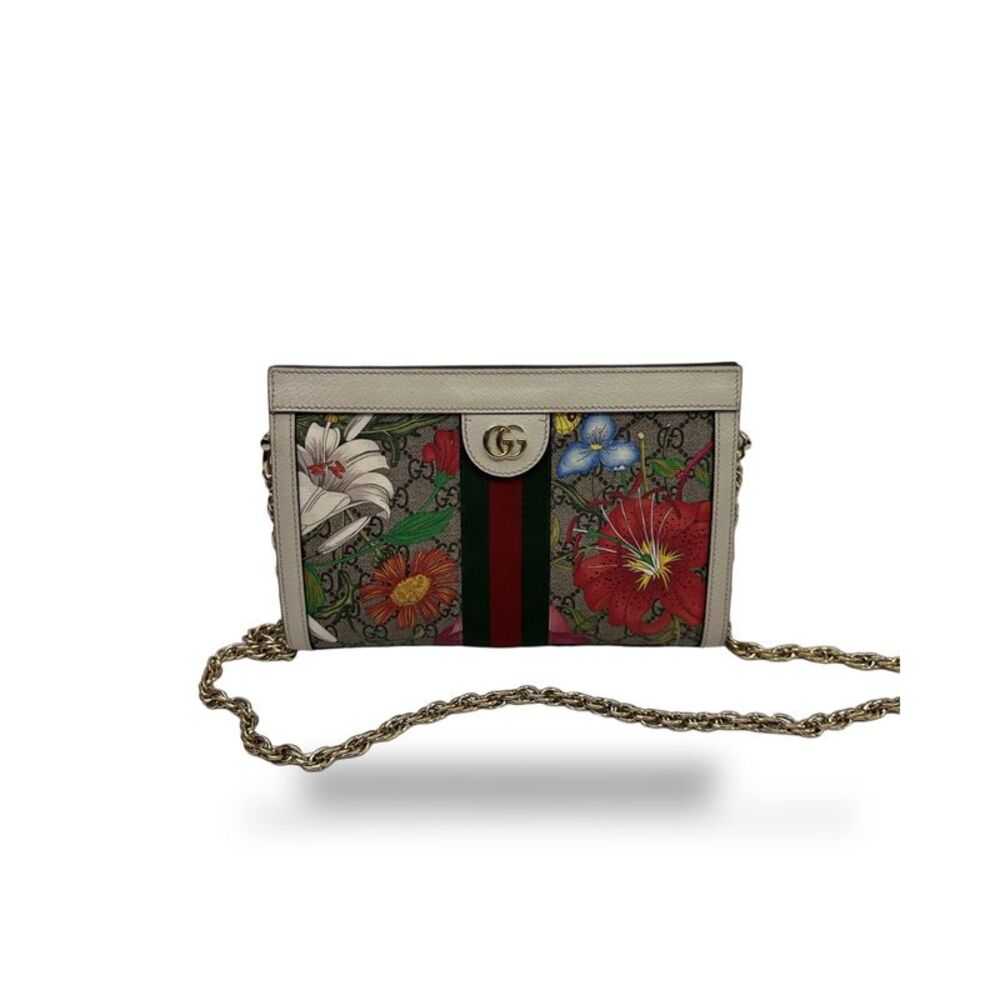 Gucci Ophidia Chain Flora Gg Coated Canvas Multicolour Canvas Shoulder Bag Bag